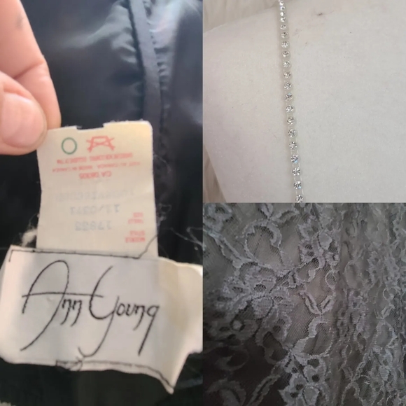 1980s black dress with velvet top and lace bottom - Picture 5 of 5